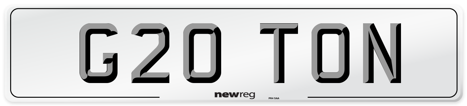 G20 TON Number Plate from New Reg